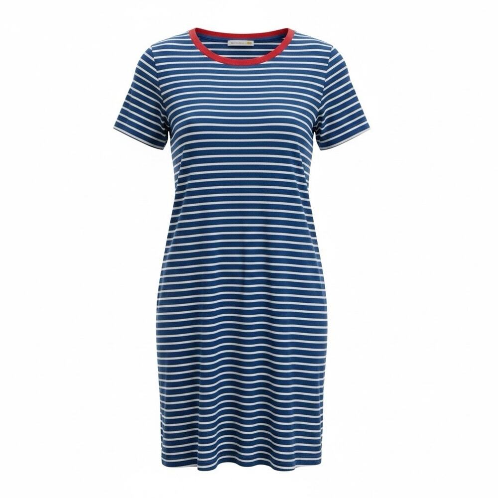 C&C California Blue White Striped Shift Dress Size S Nautical Summer Beach